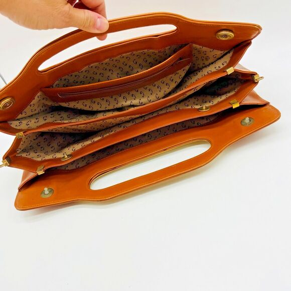 Eberle Vintage Brown Clutch Envelope Bag Purse three pockets 1970's Brazil 14X7 - Picture 7 of 11